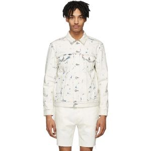 LEVI’S PREMIUM TIE DYE DEMIN JEAN JACKET SIZE XL COLOR BLUE AND CREAMY